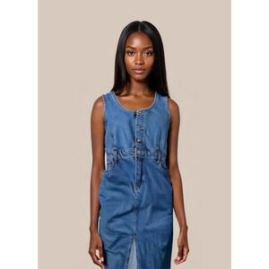 Regeneration Women's Midi Blue Jean Dress Size Large – Classic Denim, Chic Style